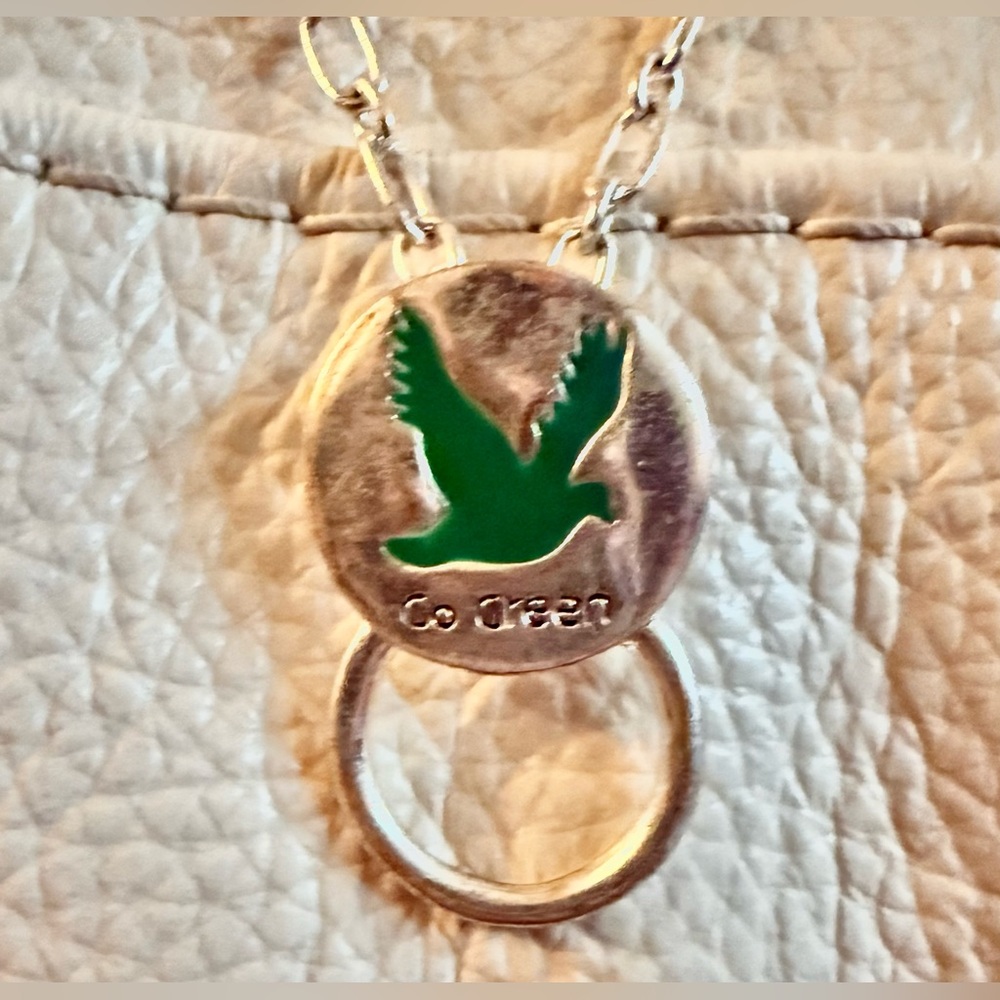 2 piece Green & Silver w/loop for eyeglasses & gold green spin flower Necklaces - Picture 7 of 8